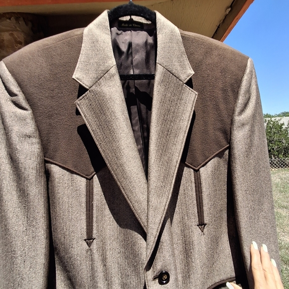 Circle S Dallas Tx Western Retro Boise Yoke Brown Sport Coat Jacket Men Size 44R - Picture 6 of 16
